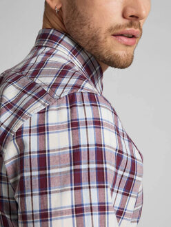 LEE Button down velvet beet - maat S Veelkleurig