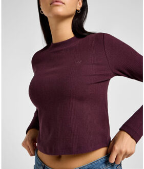 LEE Ls cropped rib tee beet Rood - XL