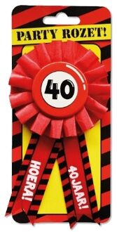 Leeftijd 40 jaar rozet/badge - verjaardag - rood - feestartikelen