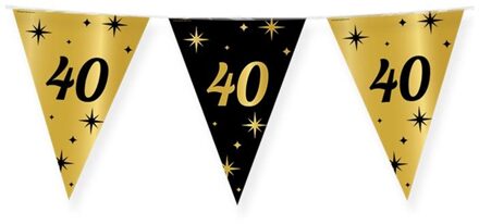 Leeftijd verjaardag feest vlaggetjes 40 jaar geworden zwart/goud 10 meter - Vlaggenlijnen Multikleur