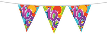 Leeftijd verjaardag thema vlaggetjes 100 jaar plastic 10 meter - Vlaggenlijnen Multikleur