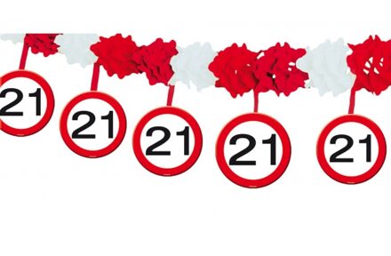 Leeftijd versiering slingers 21 jaar thema van papier - Feestslingers Multikleur