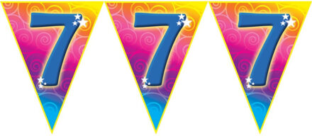 Leeftijd vlaggenlijn - 7 jaar - 5 meter - plastic - 7e verjaardag thema - versiering - slingers