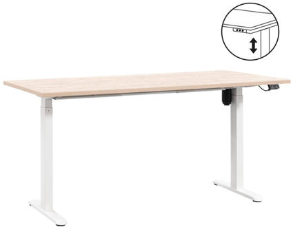 Leen Bakker - Bureau Homeworx Zit/sta Elektrisch Verstelbaar - Eikenkleur/wit - 75/118x160x80 Cm - Hout - Beige