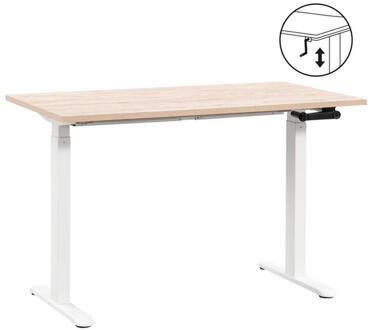 Leen Bakker - Bureau Homeworx Zit/sta Handmatig Verstelbaar - Eikenkleur/wit - 75/118x120x70 Cm - Metaal/Hout - Beige