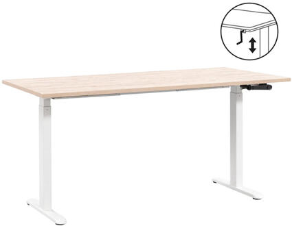 Leen Bakker - Bureau Homeworx Zit/sta Handmatig Verstelbaar - Eikenkleur/wit - 75/118x160x80 Cm - Metaal/Hout - Bruin