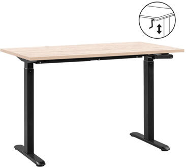 Leen Bakker - Bureau Homeworx Zit/sta Handmatig Verstelbaar - Eikenkleur/zwart - 75/118x120x70 Cm - Hout - Beige