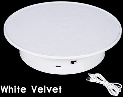 Leeons 360 Draaitafel Elektrische Roterende Display Stand Spiegel Fluwelen Batterij Voor Training Mannequin Hoofd Foto Schieten Props wit velvet