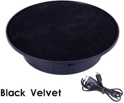 Leeons 360 Draaitafel Elektrische Roterende Display Stand Spiegel Fluwelen Batterij Voor Training Mannequin Hoofd Foto Schieten Props zwart velvet