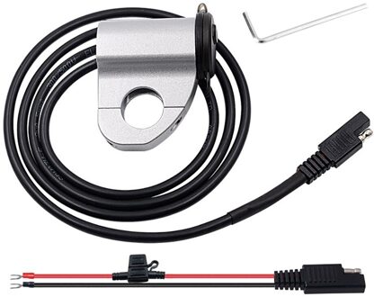 Leepee Met Schakelaar Mobiele Telefoon Adapter 2.4A Digitale Display Motorfiets Usb Charger Aluminium Auto Fast Charger Waterdicht zilver