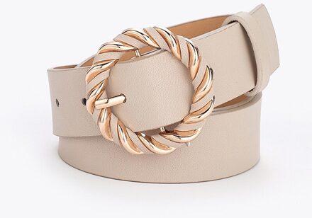 Leer Dunne Riem Vrouwen Twist Pin Gesp Taille Riem Effen Kleur Pu Taille Band Eenvoud Collocatie Jurk Decoratie Europa Abrikoos