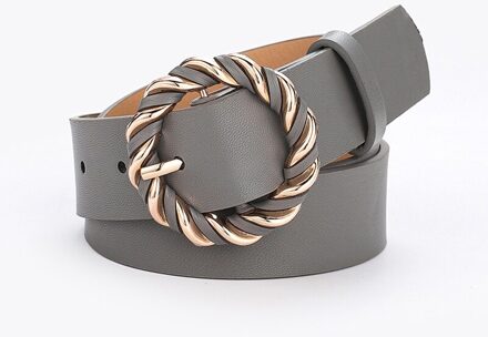 Leer Dunne Riem Vrouwen Twist Pin Gesp Taille Riem Effen Kleur Pu Taille Band Eenvoud Collocatie Jurk Decoratie Europa grijs