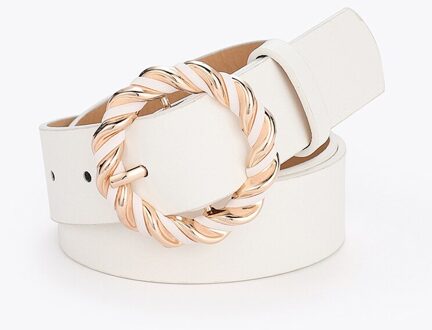 Leer Dunne Riem Vrouwen Twist Pin Gesp Taille Riem Effen Kleur Pu Taille Band Eenvoud Collocatie Jurk Decoratie Europa wit