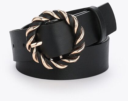 Leer Dunne Riem Vrouwen Twist Pin Gesp Taille Riem Effen Kleur Pu Taille Band Eenvoud Collocatie Jurk Decoratie Europa zwart