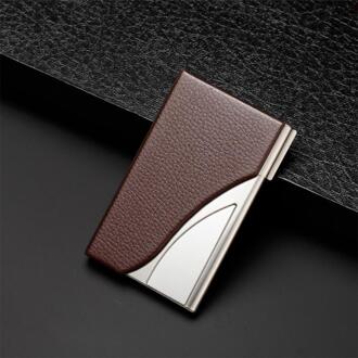 Leer Rvs Bedrijfsnaam Card Case Houder Mannen Metalen Creditcardhouder Automatische Card Sets koffie