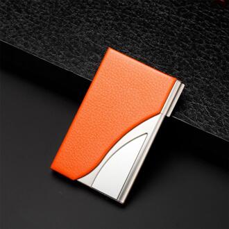 Leer Rvs Bedrijfsnaam Card Case Houder Mannen Metalen Creditcardhouder Automatische Card Sets Oranje