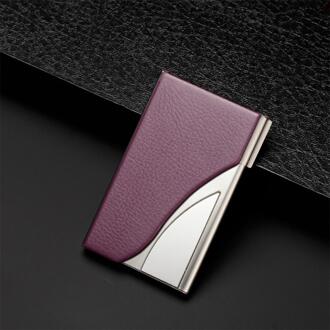 Leer Rvs Bedrijfsnaam Card Case Houder Mannen Metalen Creditcardhouder Automatische Card Sets paars