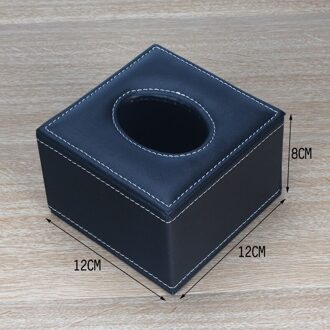 Leer Vierkante Tissue Box Moderne Cover Papier Thuis Auto Servetten Houder Case Thuis Organisator Decoratie Gereedschappen zwart