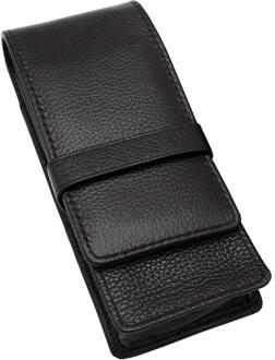 Leer Vulpen Case Voor 3 Pennen Pouch Aparte Slot Organisator Draagtas bruin