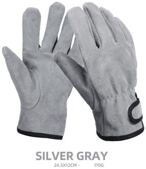 Leer Werk Lassen Handschoenen Met Fasten Tape Dragen & Hittebestendige Heavy Duty Handschoenen Voor Haard Kachel Bbq Tuin Diy yg zilver grijs