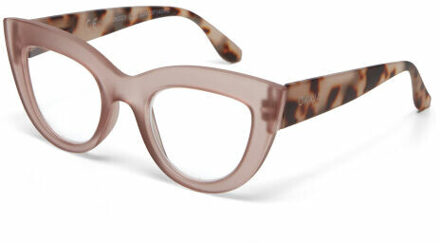 leesbril Big Cat Eye-Havanna Pink-+ 1.50