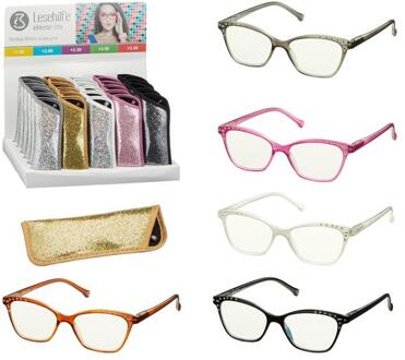 Leesbril in Glitter etui Multikleur