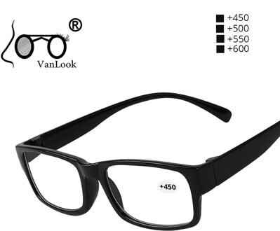 Leesbril Voor Mannen Vrouwen + 4.50 + 5.00 + 5.50 + 6.00 Zwart Plastic Frame Vrouwen Graden Hoge 500