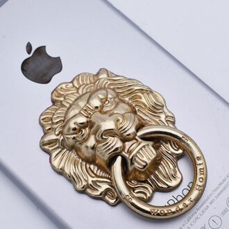 Leeuw Mobiele Telefoon Ring Beugel Full Metal Plating Retro Wind 360 Graden Draaibare Mobiele Telefoon Shell Universele Ring Telefoon Houders full goud