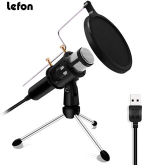 Lefon Professionele Microfoon Condensator Voor Computer Laptop Pc Usb Plug Stand Studio Podcasting Opname Microfoon Karaoke Mic