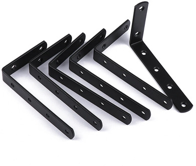 Left steel thickened black L-shaped right angle bracket 90 degree white shelf bracket connector iron angle code hardware