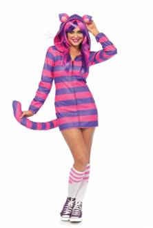 Leg Avenue Cozy Cheshire Cat kostuum - L - Roze, Paars - Leg Avenue