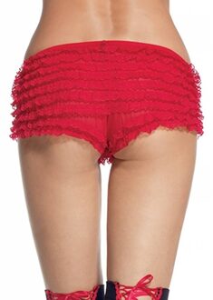 Leg Avenue Europe Lace Ruffle Tanga Short Red Rood