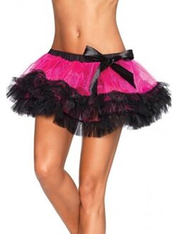 Leg Avenue Europe Three Tier Petticoat Hotpink/black - One Size Zwart / Roze