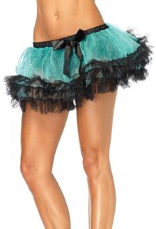 Leg Avenue Europe Three Tier Petticoat Turquoise/black - One Size Zwart / Blauw