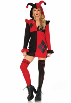 Leg Avenue Kostuum -M- Harlequin Cozy Zwart/Rood