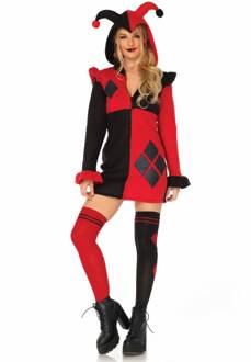 Leg Avenue Kostuum -S- Harlequin Cozy Zwart/Rood