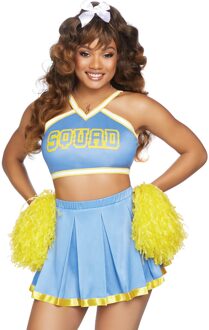 LEG-AVENUE - Lichtblauw en geel cheerleader kostuum voor vrouwen - L - Volwassenen kostuums