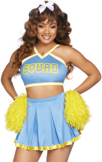LEG-AVENUE - Lichtblauw en geel cheerleader kostuum voor vrouwen - XS - Volwassenen kostuums