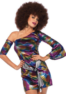 Leg Avenue Sexy veelkleurige disco outfit voor vrouwen - Verkleedkleding - Maat M/L
