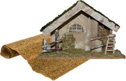 Lege houten kerststal met ondergrond 42 cm Bruin