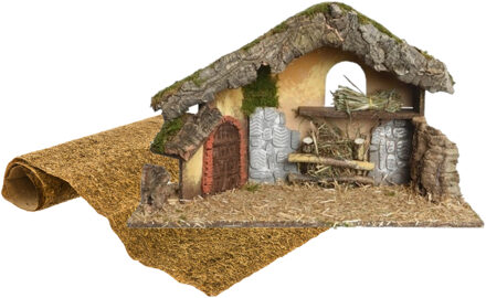 Lege luxe kerststal met ondergrond 50 cm Bruin