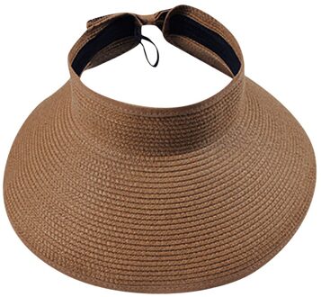 Lege Top Opvouwbare Strooien Hoed Opvouwbare Reizen Strand Effen Kleur Zomer Reizen Caps Czapka Z Daszkiem Pet # BL5 Bruin