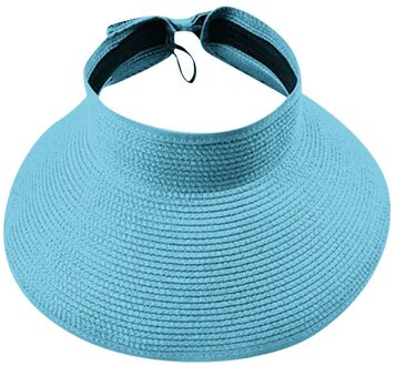Lege Top Opvouwbare Strooien Hoed Opvouwbare Reizen Strand Effen Kleur Zomer Reizen Caps Czapka Z Daszkiem Pet # BL5 lucht blauw