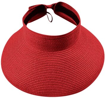 Lege Top Opvouwbare Strooien Hoed Opvouwbare Reizen Strand Effen Kleur Zomer Reizen Caps Czapka Z Daszkiem Pet # BL5 Rood