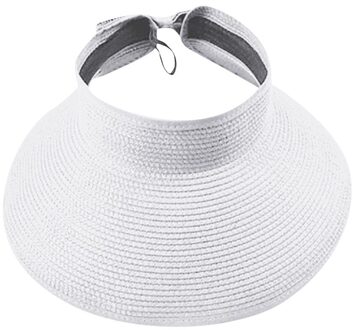 Lege Top Opvouwbare Strooien Hoed Opvouwbare Reizen Strand Effen Kleur Zomer Reizen Caps Czapka Z Daszkiem Pet # BL5 wit
