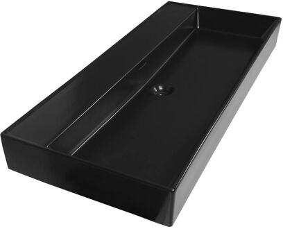 Legend 100 wastafel zonder kraangaten 100.5x46.5x13 keramiek mat zwart