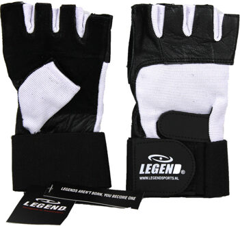 Legend Sports Fitness Handschoen Leder Zwart/wit Legend Maat M