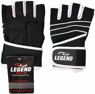 Legend Sports Fitness Handschoen Legend Grip Zwart Wit Maat L