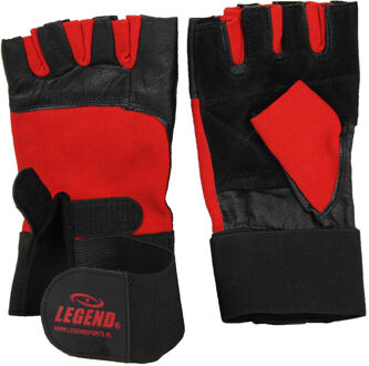 Legend Sports Fitness Handschoenen Leder Zwart/rood Legend Maat L