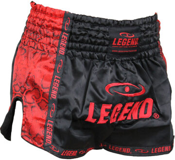 Legend Sports Kickboksshort Snake Unisex Satijn Zwart/rood Mt Xl